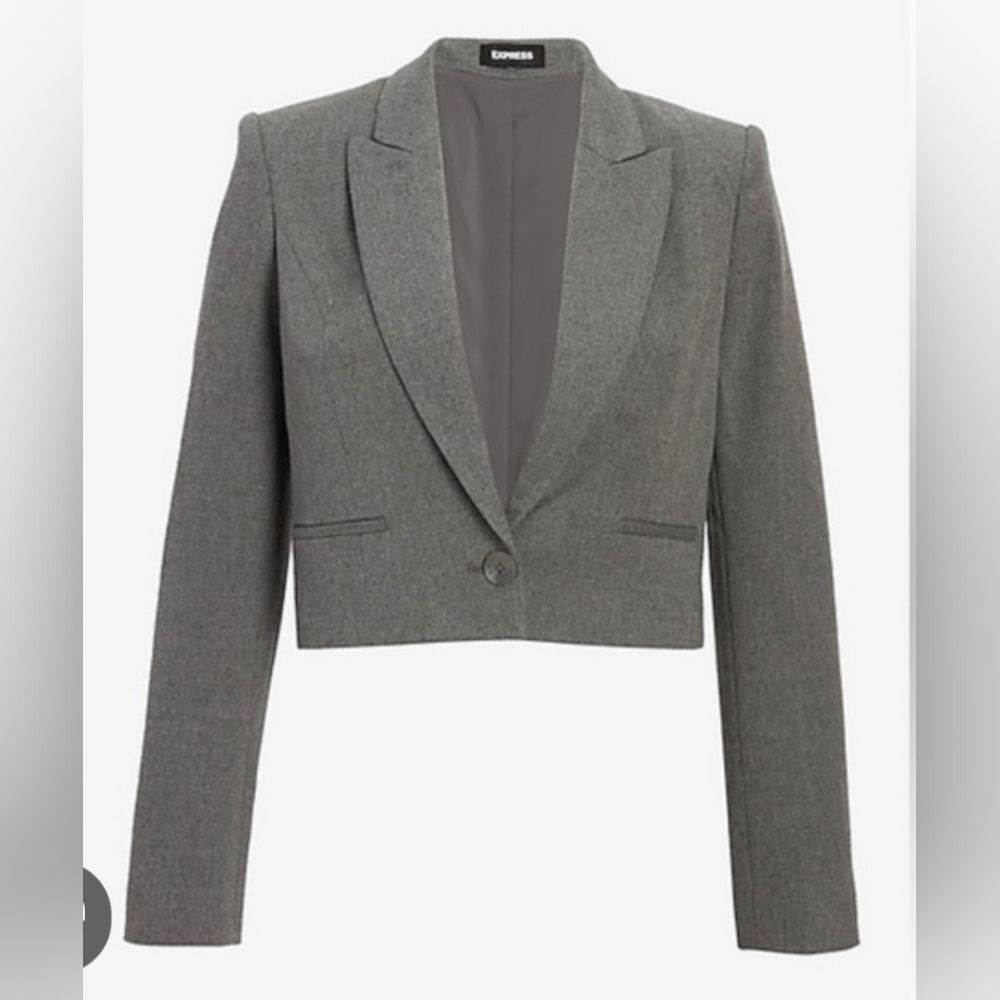 Express Cropped Peak Lapel Blazer. Light Charcoal. Sz. M. NWT. Scandi Girl.